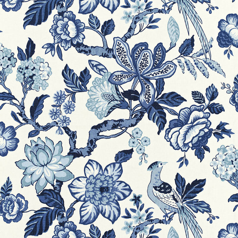 SCHUMACHER HUNTINGTON GARDENS FABRIC / BLEU MARINE