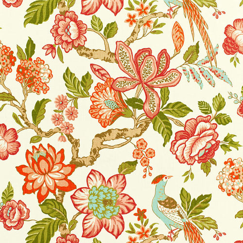 SCHUMACHER HUNTINGTON GARDENS FABRIC / CORAL