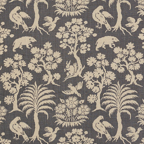 SCHUMACHER WOODLAND SILHOUETTE FABRIC / STEEL