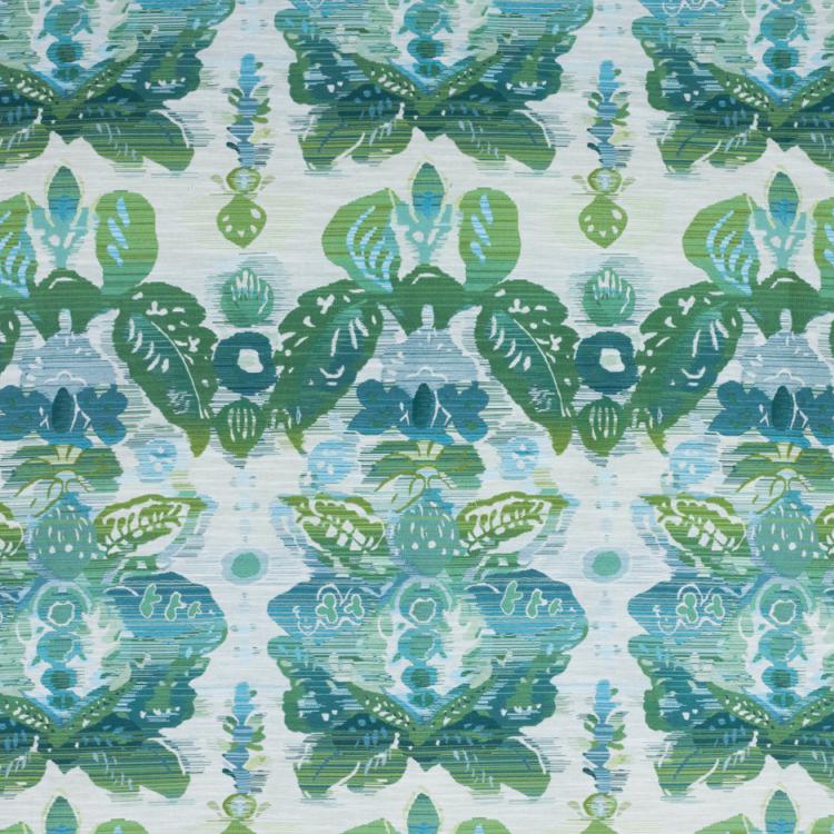 Waterscape Teal Green Damask Modern Upholstery Fabric
