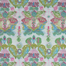Load image into Gallery viewer, Waterscape Raspberry Pink Chartreuse Green Damask Modern Upholstery Fabric