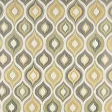 Load image into Gallery viewer, Essentials Cityscapes White Gray Olive Yellow Geometric Trellis Upholstery Drapery Fabric