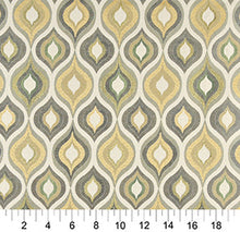 Load image into Gallery viewer, Essentials Cityscapes White Gray Olive Yellow Geometric Trellis Upholstery Drapery Fabric