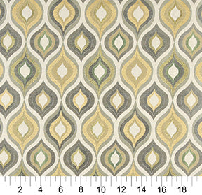 Essentials Cityscapes White Gray Olive Yellow Geometric Trellis Upholstery Drapery Fabric