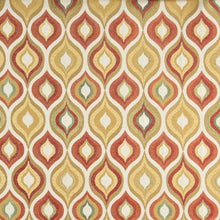 Load image into Gallery viewer, Essentials Cityscapes White Red Maroon Mustard Yellow Geometric Trellis Upholstery Drapery Fabric