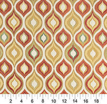 Load image into Gallery viewer, Essentials Cityscapes White Red Maroon Mustard Yellow Geometric Trellis Upholstery Drapery Fabric