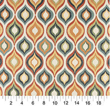 Load image into Gallery viewer, Essentials Cityscapes White Teal Gray Orange Yellow Geometric Trellis Upholstery Drapery Fabric