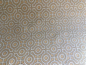 Beige Gray Circle Trellis Upholstery Fabric Geometric Asian Modern