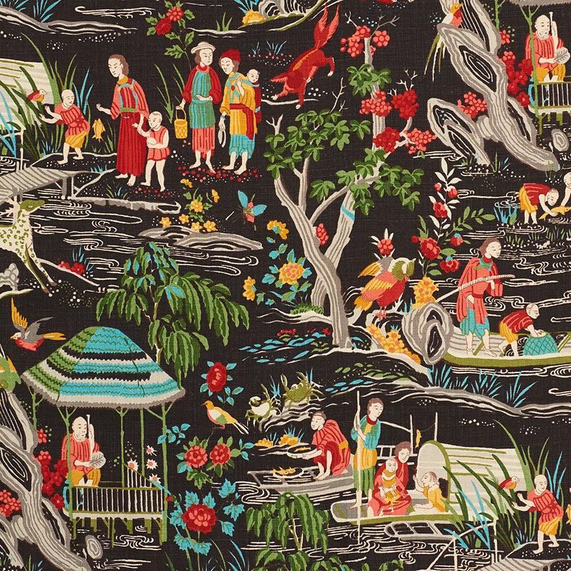 SCHUMACHER YANGTZE RIVER FABRIC / ONYX