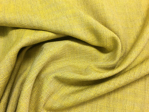 Yellow Gray Greige Basket Weave Linen Texture Water & Stain Resistant Upholstery Fabric