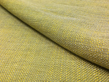 Load image into Gallery viewer, Yellow Gray Greige Basket Weave Linen Texture Water &amp; Stain Resistant Upholstery Fabric