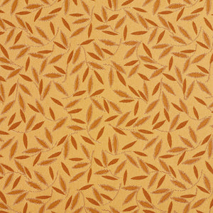 Essentials Yellow Gold Leaf Branches Upholstery Drapery Fabric / Amber