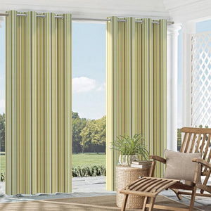 Essentials Outdoor Stain Resistant Stripe Upholstery Drapery Fabric Yellow Gray White / Lemon