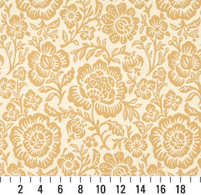 Essentials Floral Drapery Upholstery Fabric Yellow Ivory / Saffron Flora