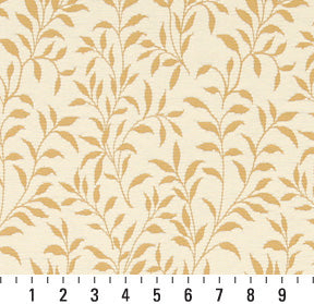Essentials Floral Drapery Upholstery Fabric Yellow Ivory / Saffron Leaf