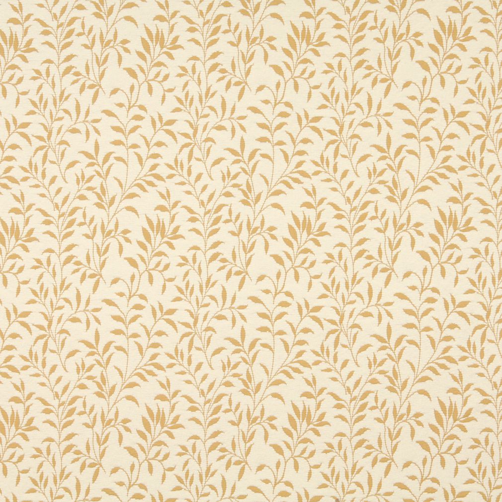 Essentials Floral Drapery Upholstery Fabric Yellow Ivory / Saffron Leaf