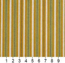 Load image into Gallery viewer, Essentials Yellow Lime White Blue Upholstery Fabric / Spring Stripe