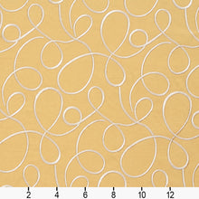 Load image into Gallery viewer, Essentials Linen Upholstery Drapery Fabric Yellow White Embroidered Squiggly