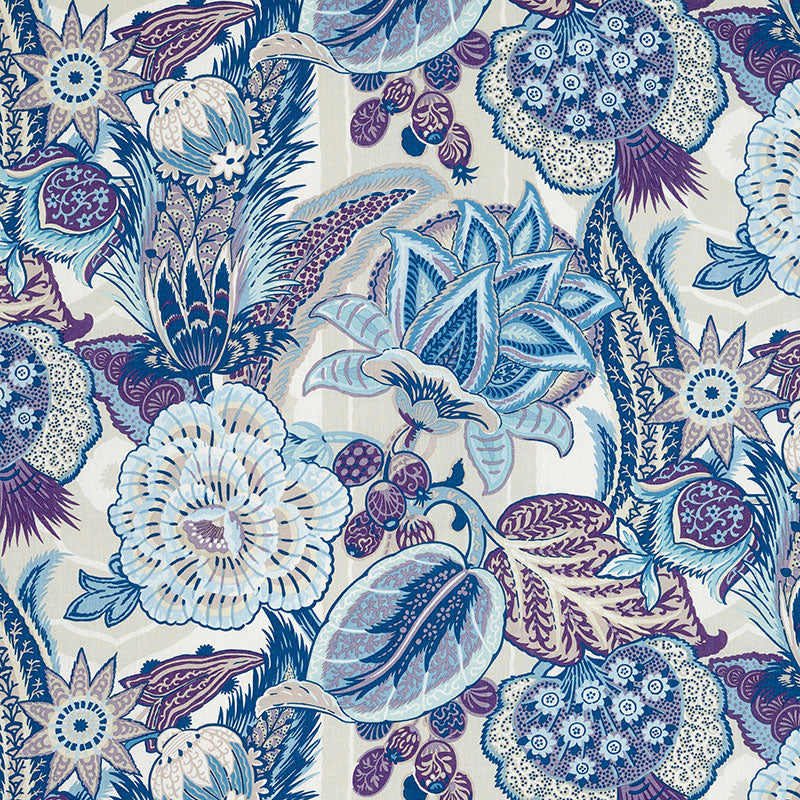 SCHUMACHER ZANZIBAR LINEN PRINT FABRIC 173523 / HYACINTH