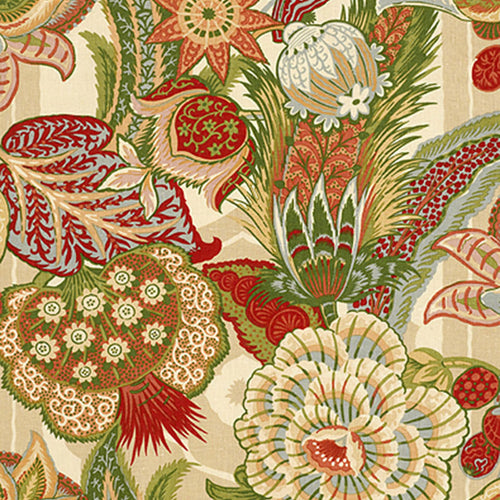 SCHUMACHER ZANZIBAR LINEN PRINT FABRIC 173521 / MELON