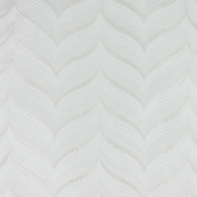 Zenith Ivory Geometric Textured Chevron Checkered Cotton Linen Drapery Fabric