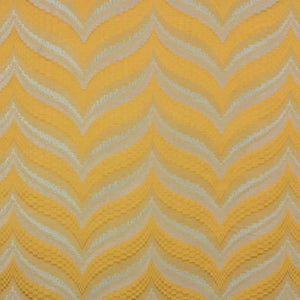 Zenith Yellow Silver Geometric Textured Chevron Checkered Cotton Linen Drapery Fabric
