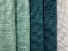 Load image into Gallery viewer, Mid Century Modern MCM Faux Linen Glazed Textured Sky Aqua Blue Seafoam Marine Teal Oxford Lilac Upholstery Drapery Fabric RMC-SMII