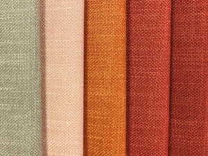 Mid Century Modern MCM Faux Linen Glazed Textured Barley Beige Coral Pink Peach Blush Tangerine Upholstery Drapery Fabric RMC-SMII