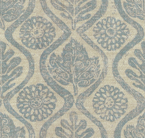 Lee Jofa Oakleaves Fabric / Blue/Oatmeal