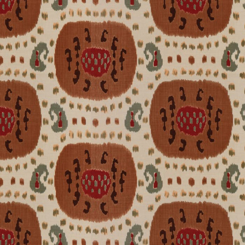 Brunschwig & Fils Samarkand Cotton And Linen Print Fabric / Brown On Beige