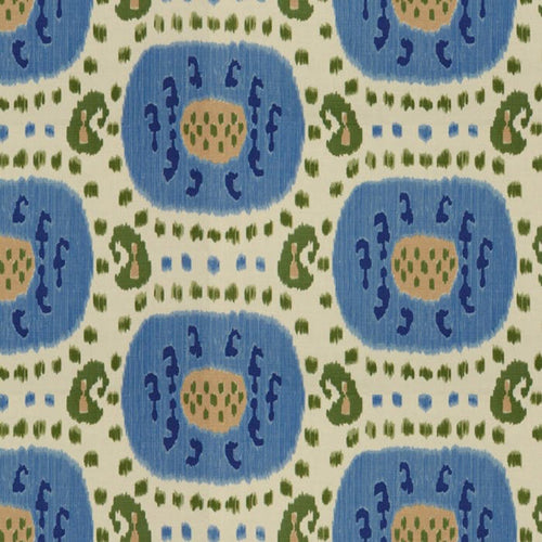 Brunschwig & Fils Samarkand Cotton And Linen Print Fabric / Canton Blue/Green