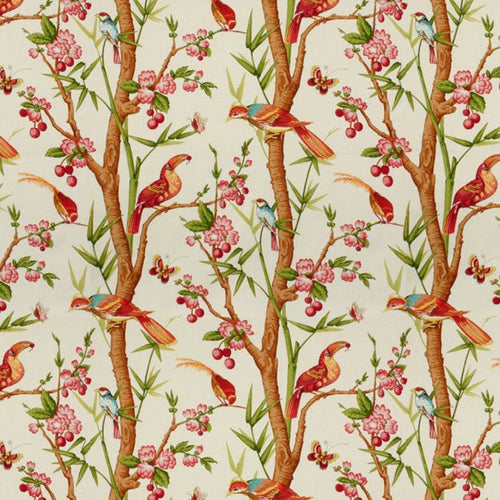 Brunschwig & Fils Toucans Fabric / Pink/Orange