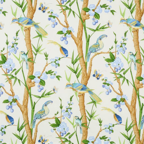 Brunschwig & Fils Toucans Fabric / Aqua/Blue