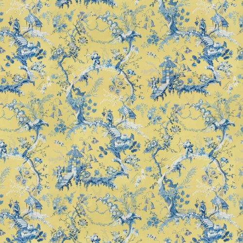 Brunschwig & Fils Chinese Landscape Cotton Print Fabric / Mimosa