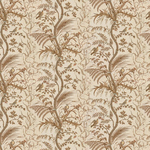 Brunschwig & Fils Bird And Thistle Cotton Print Fabric / Beige