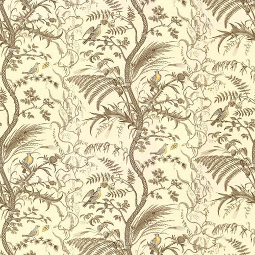 Brunschwig & Fils Bird And Thistle Cotton Print Fabric / Gray