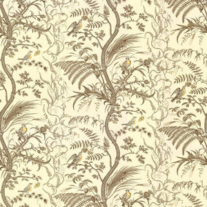 Brunschwig & Fils Bird And Thistle Cotton Print Fabric / Gray