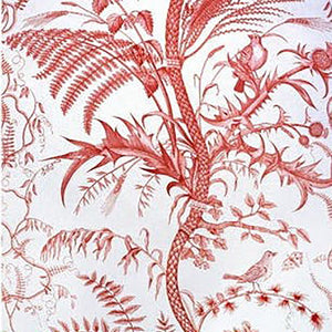 Brunschwig & Fils Bird And Thistle Cotton Print Fabric / Red