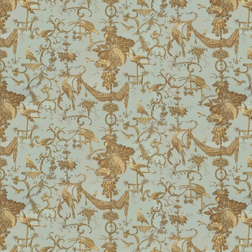 Brunschwig & Fils Kininvie Cotton Print Fabric / Chicory On Robins Egg