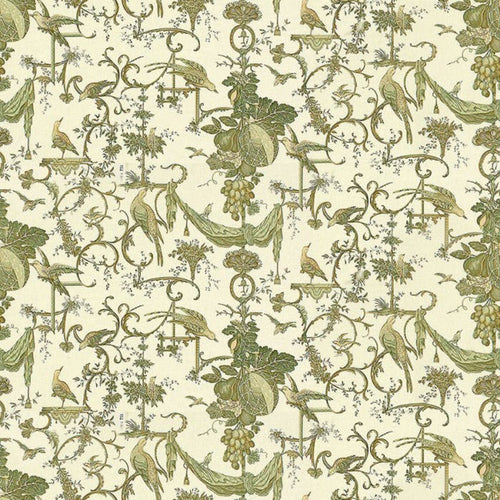 Brunschwig & Fils Kininvie Cotton Print Fabric / Leaf On White