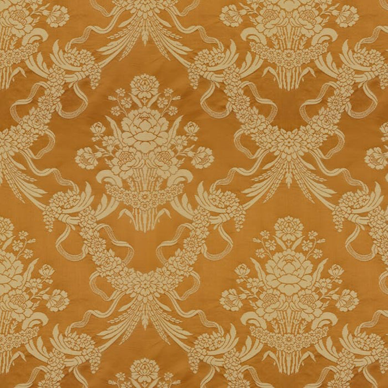 Brunschwig & Fils Charlieu Lampas Fabric / Cognac/Ivoire