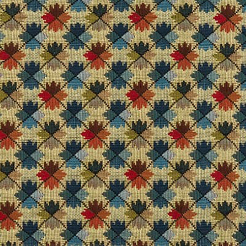 Brunschwig & Fils Oatlands Tapestry Fabric / Blue/Red