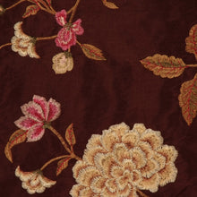 Load image into Gallery viewer, Embroidered Silk Floral Drapery Fabric / Chocolate / U222