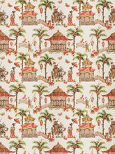 Load image into Gallery viewer, 5 Colorways Asian Cotton Linen Chinoiserie Toile Drapery Upholstery Fabric / Chestnut
