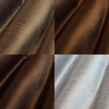 Load image into Gallery viewer, Faux Silk Charcoal Taupe Coffee Brown Espresso Brown Silver Gray Drapery Fabric