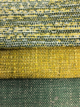 Load image into Gallery viewer, Heavy Duty Forest Green Tweed Chartreuse Teal Green Upholstery Fabric