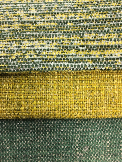 Heavy Duty Forest Green Tweed Chartreuse Teal Green Upholstery Fabric