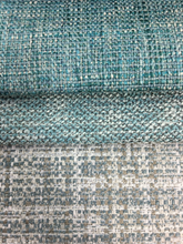 Load image into Gallery viewer, Heavy Duty Teal Tweed Aqua Chenille Off White Tweed Upholstery Fabric