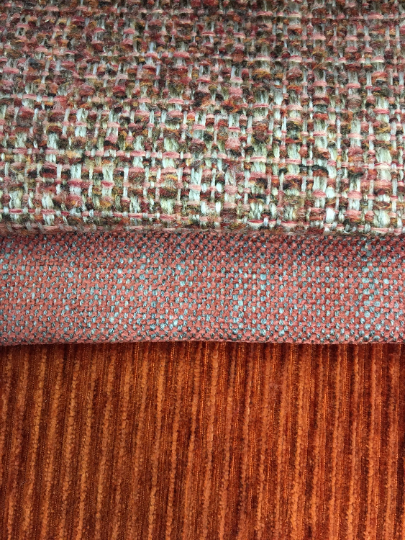 Orange Tweed Orange Taupe Tweed Orange Velvet Stripe Upholstery Fabric