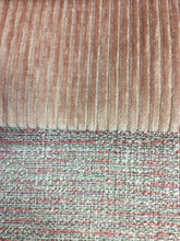 Load image into Gallery viewer, Heavy Duty Rose Mauve Velvet Stripe Mauve Lilac Tweed Upholstery Fabric